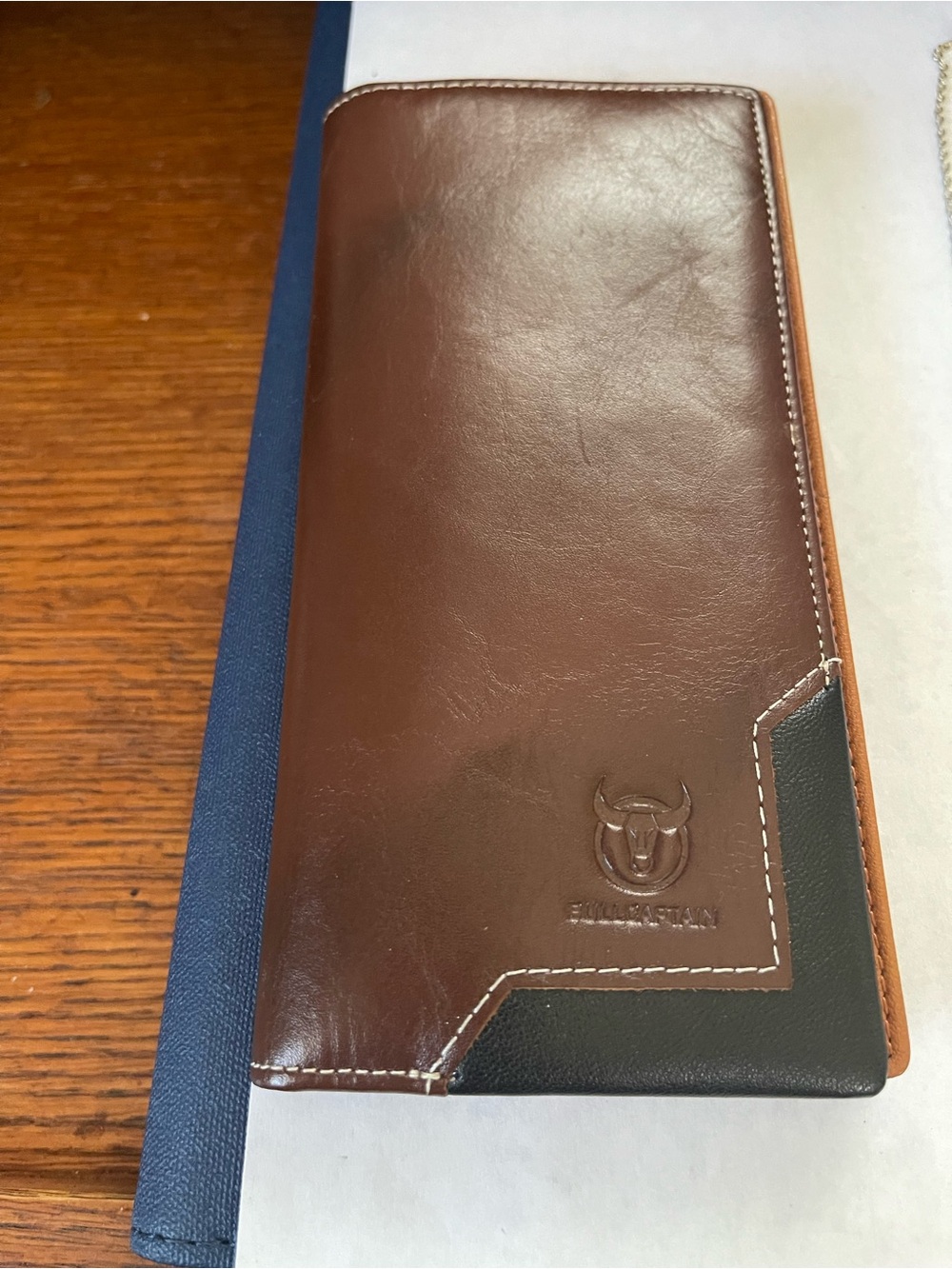 New no tag Bullcaptain leather man’s long wallet